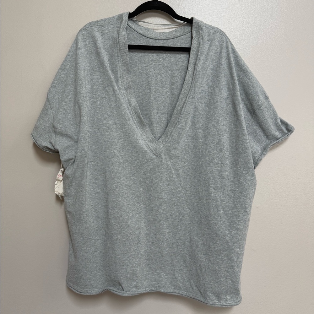 Free People Gray V-Neck Top
